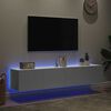 vidaXL Vegghengte TV-benker med LED 2 stk hvit 80x35x31 cm