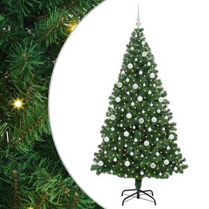 vidaXL Kunstig juletre med 300 LED gr&oslash;nn 210 cm PVC og St&aring;l og Plast