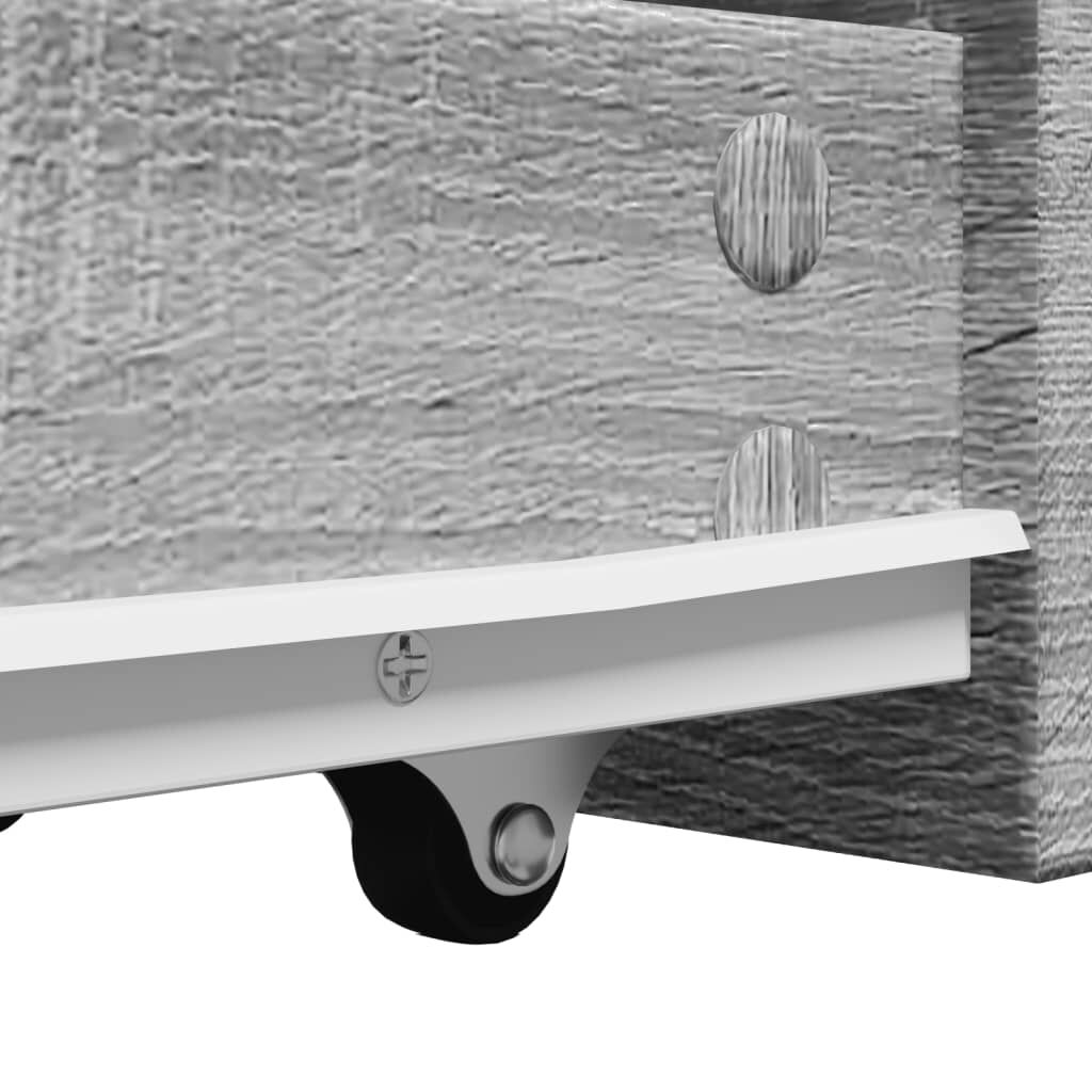 vidaXL Smalt baderomsskap med hjul grå sonoma konstruert tre