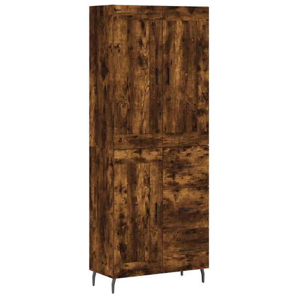 vidaXL Highboard r&oslash;kt eik 69,5x34x180 cm konstruert tre