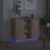 vidaXL LED sideboard med dør Sonoma eik 90 x 32 x 75 cm Konstruert tre