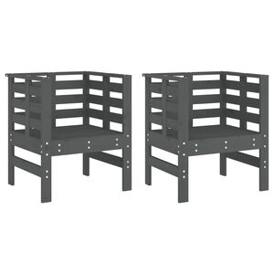 vidaXL Hagestoler 2 stk gr&aring; 61,5x53x71 cm heltre furu