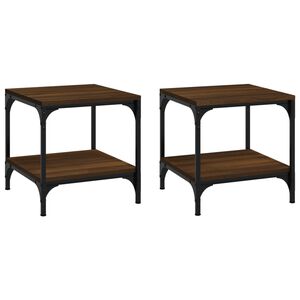 vidaXL Sidebord 2 stk brun eik 40x40x40 cm konstruert tre