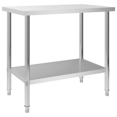 vidaXL Arbeidsbord for kjøkken 100x60x85 cm rustfritt stål
