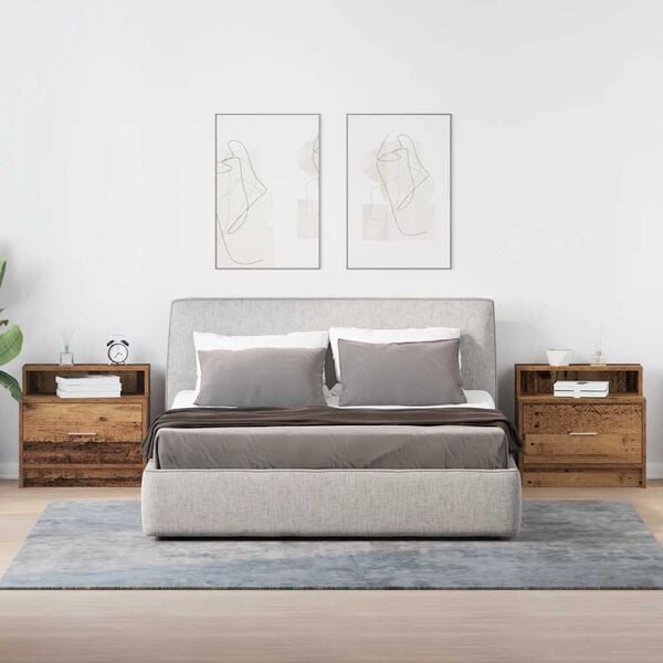 vidaXL Nattbord med skuff 2 stk gammelt tre 51x31x47 cm