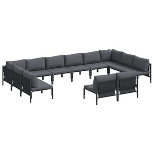 vidaXL Hagesofa Set med pute 12 pcs Svart St&aring;l