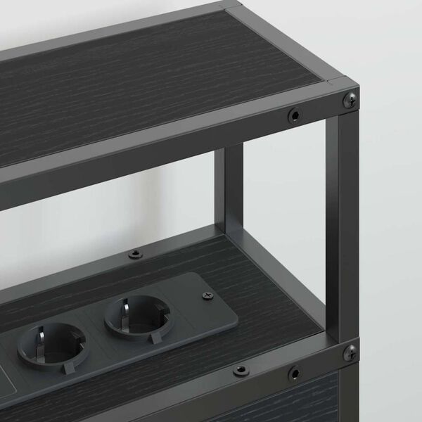 vidaXL Lagringshodegavl med hylle Svart eik 135 cm Konstruert tre