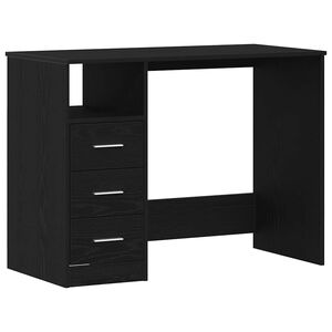 vidaXL Skrivebord med skuffer svart eik 102x50x76 cm konstruert tre