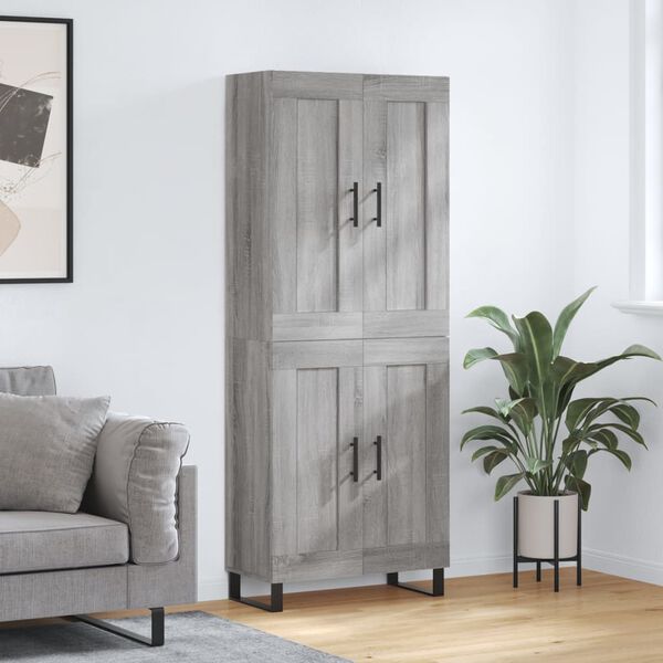 vidaXL Highboard gr&aring; sonoma 69,5x34x180 cm konstruert tre