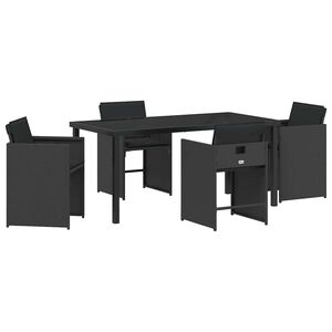 vidaXL Hage Spisegruppe 5 pcs Svart polyrotting