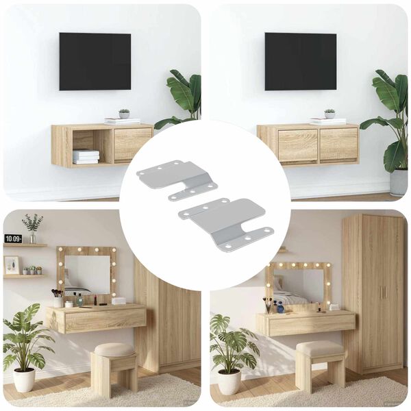 vidaXL Flush Mount Bracket 2 pcs s&oslash;lv 75 x 66 x 1,4 mm St&aring;l