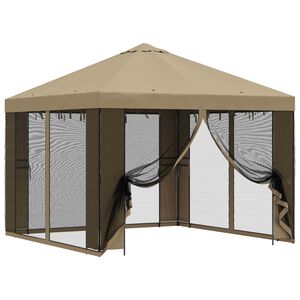 vidaXL Hagepaviljong med sidevegger 3 x 3 m Beige Polyester og st&aring;l