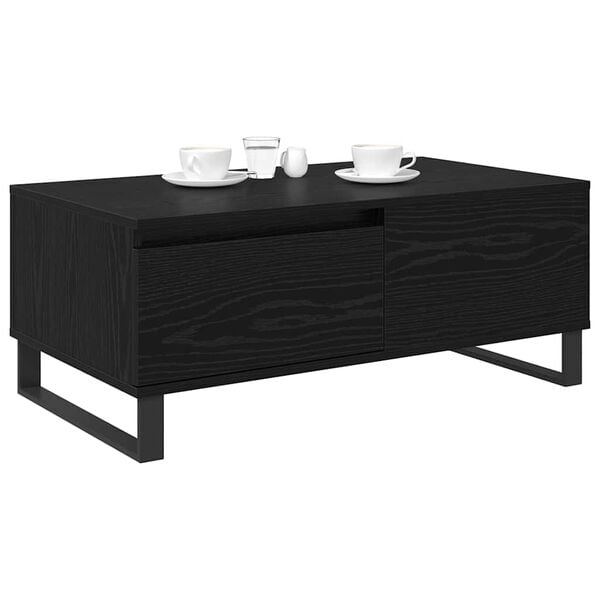 vidaXL Kaffebord med skuff Svart Eik 90 x 50 x 36,5 cm Konstruert tre