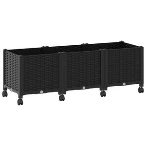 vidaXL Hagekrukke med hjul Svart 120 x 40 x 44 cm PP