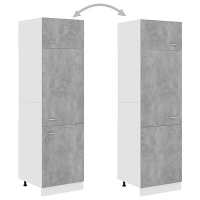 vidaXL Skap for kjøkkenskap betonggrå 60x57x207 cm sponplate