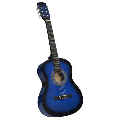 vidaXL Klassisk gitar sett for nybegynnere og barn 8 deler 3/4 36" blå