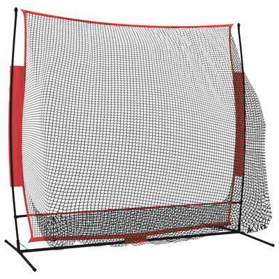 vidaXL Bærbart baseballnett svart og rød 215x107x216 cm polyester