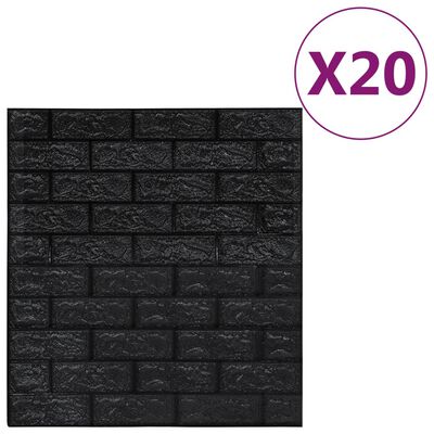vidaXL 3D-tapet murstein selvklebende 20 stk svart