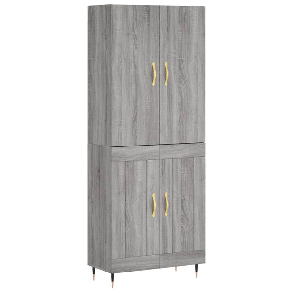 vidaXL Highboard gr&aring; sonoma 69,5x34x180 cm konstruert tre