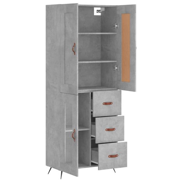 vidaXL Highboard betonggrå 69,5x34x180 cm konstruert tre