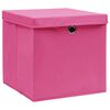vidaXL Oppbevaringsbokser med lokk 4 stk rosa 32x32x32 cm stoff