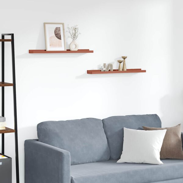 vidaXL Vegghylle med hylle 2 pcs R&oslash;d 60 x 9 x 3 cm Konstruert tre