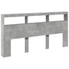 vidaXL Hodegavl skap med LED betonggr&aring; 200x17x102 cm