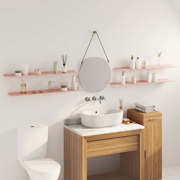 vidaXL Flytende hylle Veggmontert 4 pcs Rosa 100 x 18 x 2,5 cm St&aring;l