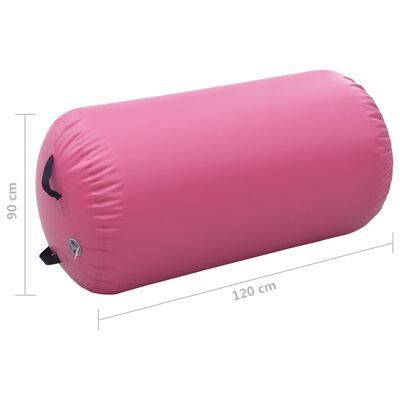 vidaXL Oppblåsbar gymnastikkrull med pumpe 120x90 cm PVC rosa
