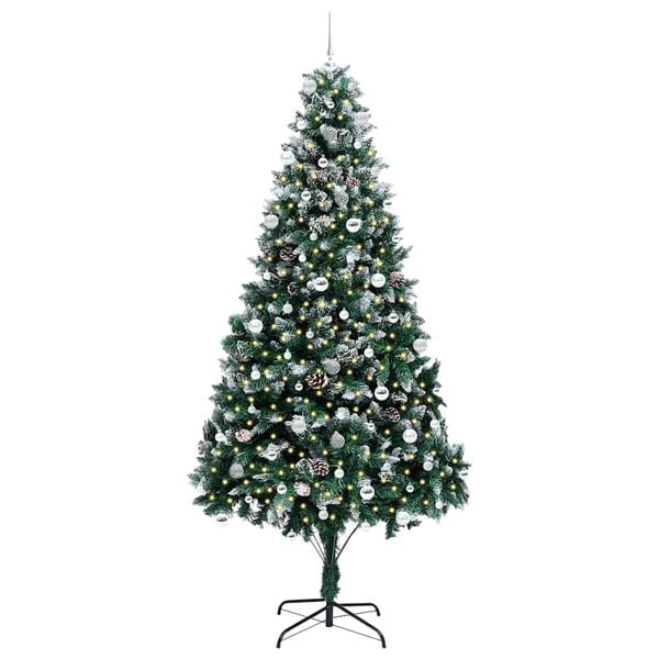 vidaXL Kunstig juletre med 300 LED gr&oslash;nn 240 cm PVC og St&aring;l og Plast