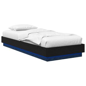 vidaXL Sengestativ med LED Svart eik 80 x 200 cm Konstruert tre