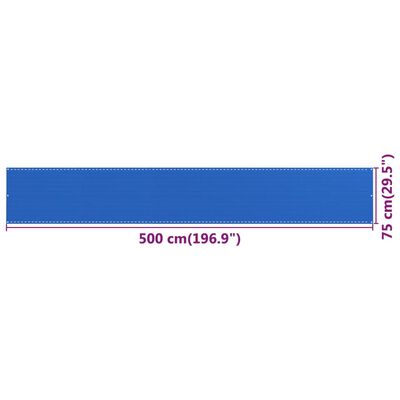 vidaXL Balkongskjerm blå 75x500 cm HDPE
