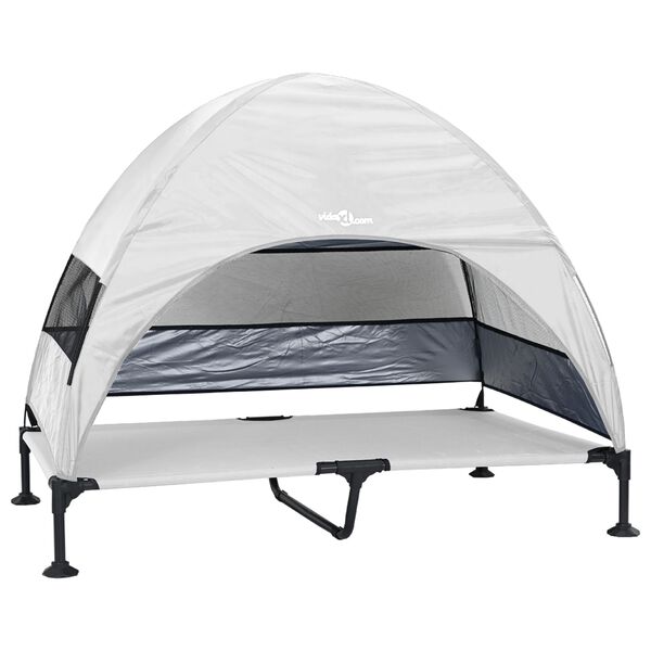 vidaXL Hevet Hundeseng Sølvgrå 127 x 81 x 108 cm Stoff og stål