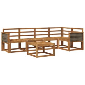 vidaXL Utend&oslash;rs sofa-sett 6 pcs Naturlig Solid akasietre