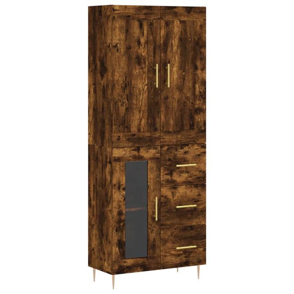 vidaXL Highboard r&oslash;kt eik 69,5x34x180 cm konstruert tre