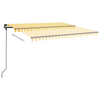 vidaXL Automatisk uttrekkbar markise med stolper 5x3,5 m gul og hvit