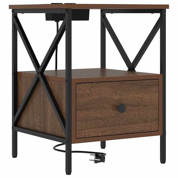 vidaXL Nattbordskap Brun Eik 41,5 x 40,5 x 55 cm Konstruert tre