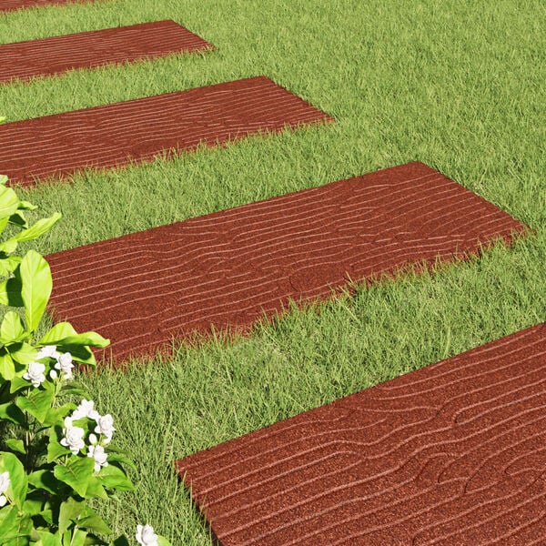 vidaXL Stepping Stone 6 pcs R&oslash;d 60,5 x 25 x 2 cm Gummi