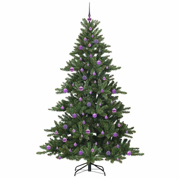 vidaXL Kunstig sammensatt juletre med 300 LED gr&oslash;nn 210 cm PVC og st&aring;l