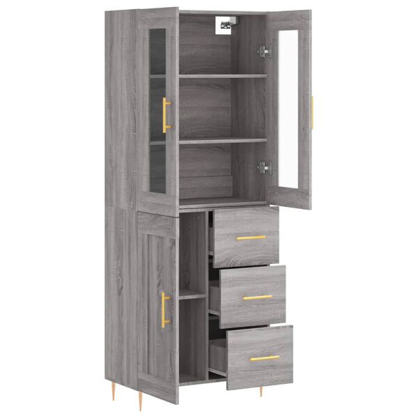 vidaXL Highboard gr&aring; sonoma 69,5x34x180 cm konstruert tre