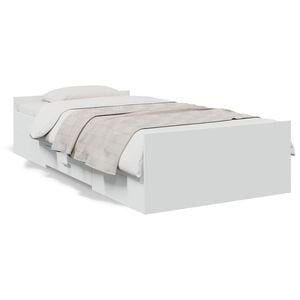 vidaXL Sengeramme med skuffer hvit 90x200 cm konstruert tre