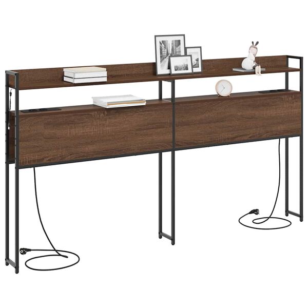 vidaXL Lagringshodegavl med hylle brun eik 180 cm Konstruert tre