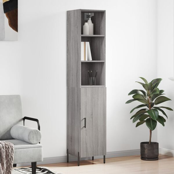 vidaXL Highboard gr&aring; sonoma 34,5x34x180 cm konstruert tre