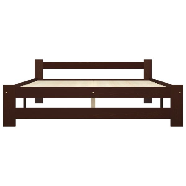 vidaXL Sengeramme med 4 skuffer mørkebrun heltre furu 180x200 cm