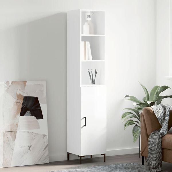 vidaXL Highboard h&oslash;yglans hvit 34,5x34x180 cm konstruert tre