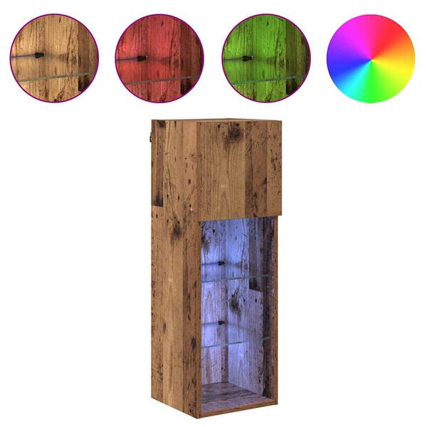 vidaXL Vegghengte TV-skap 2 pcs Gamle tre 30,5 x 30 x 90 cm