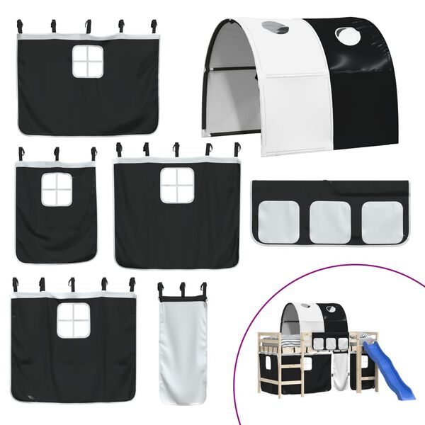 vidaXL Gardiner for k&oslash;yeseng med tunnel hvit og svart polyester