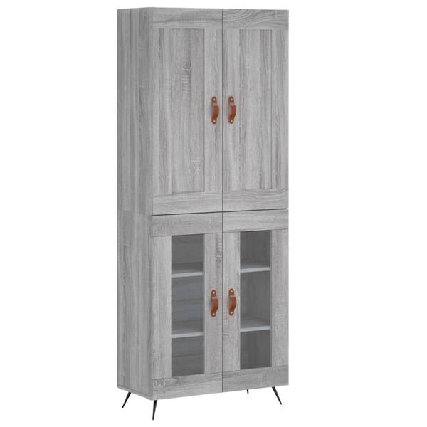 vidaXL Highboard gr&aring; sonoma 69,5x34x180 cm konstruert tre