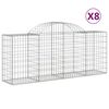 vidaXL Gabionkurver buede 8 stk 200x50x80/100 cm galvanisert jern