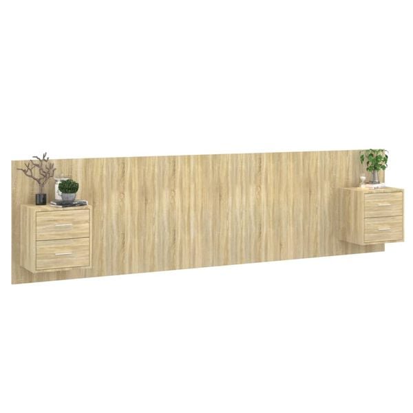 vidaXL Sengegavl med skap sonoma eik konstruert tre